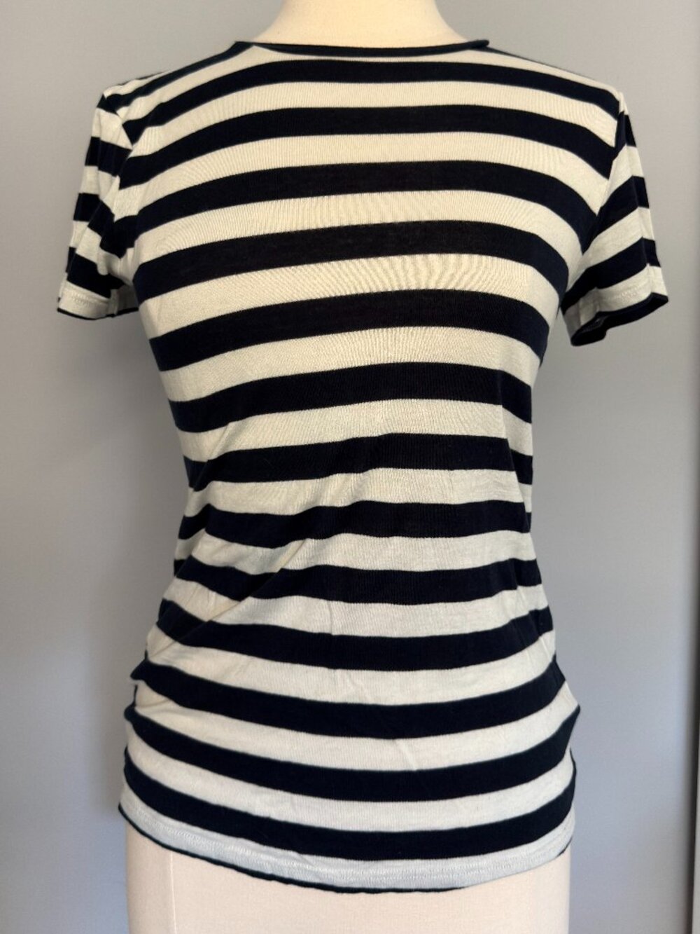Lana Navy & White Stripe Crewneck T-Shirt